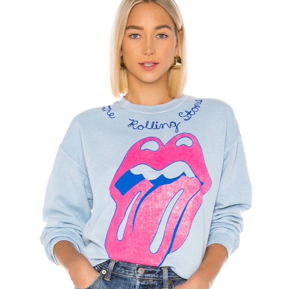 ISO Madeworn The Rolling Stones Chainstitch Sweatshirt in Blue Haze - Picture 1 of 1